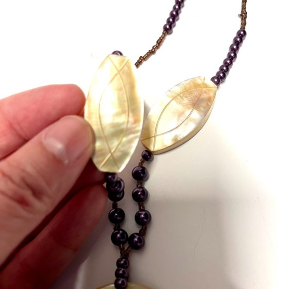 Purple Bead and Stone Necklace - 22" in length - Picture 4 of 4